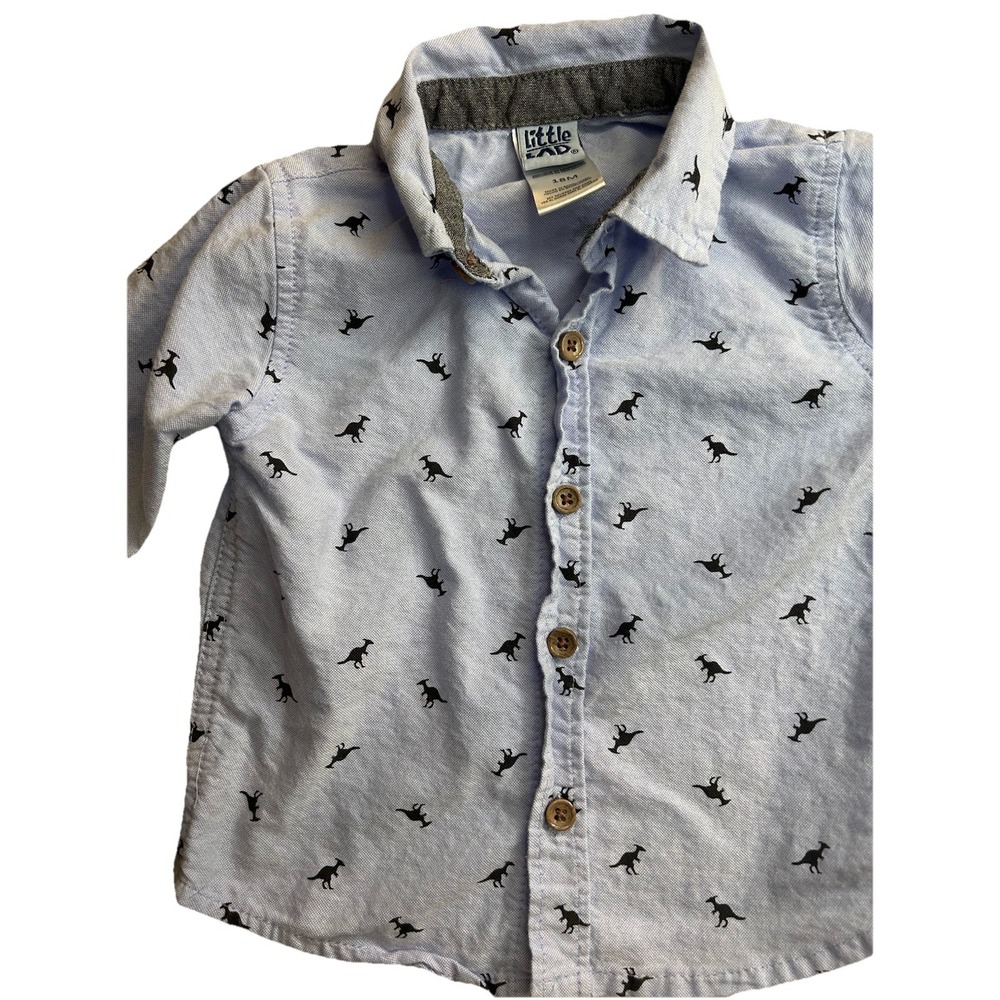 Little Lad Boys Plaid Button Up Shirt Long Sleeve Cotton 18 Months‎ EUC